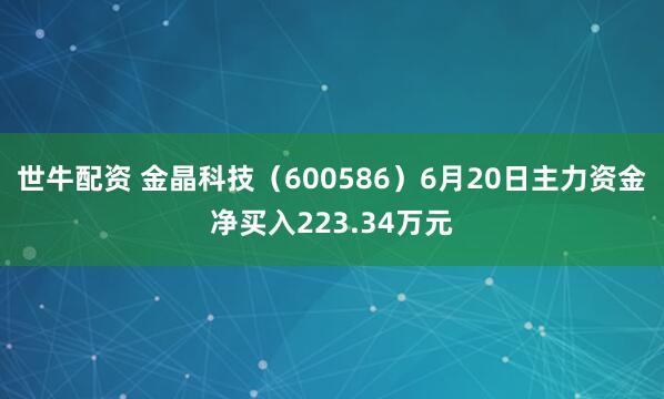 世牛配资 金晶科技（600586）6月20日主力资金净买入223.34万元